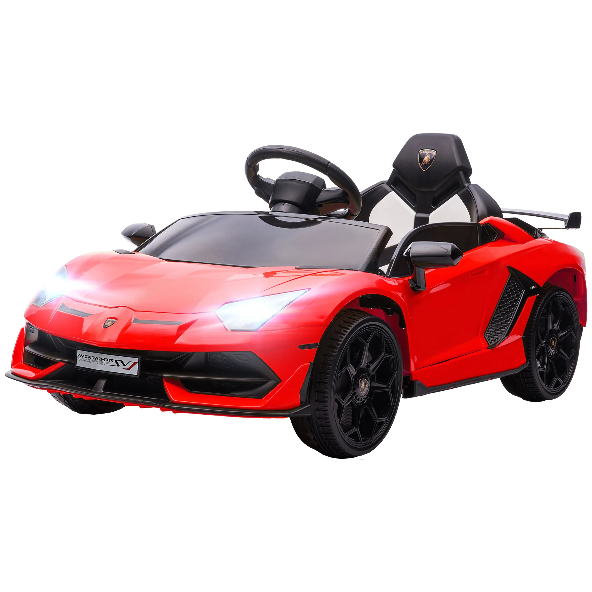  Macchina Elettrica per Bambini a 12V Licenza Lamborghini con Clacson e Telecomando, 107.5x63x42 cm, Rossa Aosom