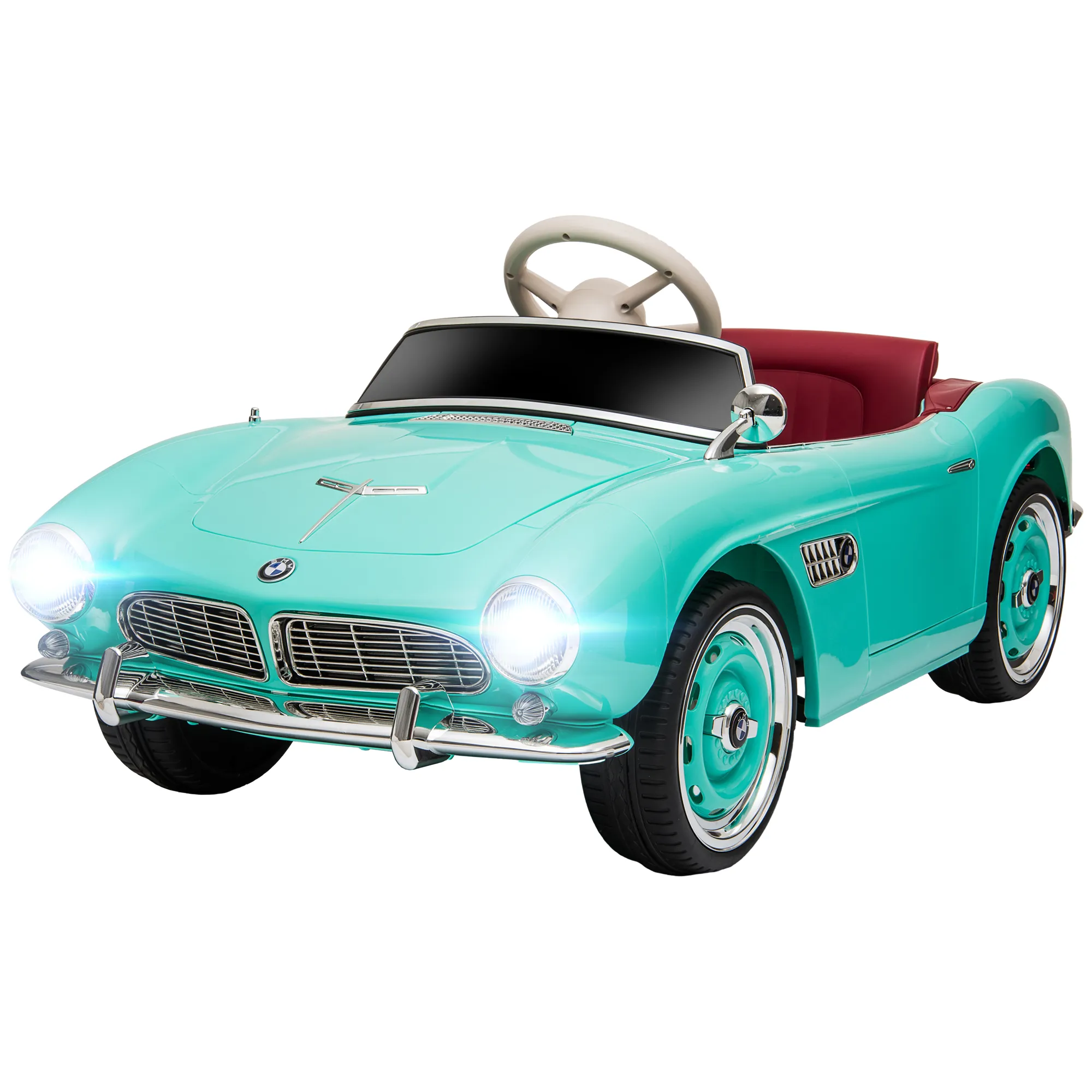  Macchina Elettrica per Bambini a 2 Porte con Licenza BMW 507, con Clacson e Telecomando, 115x55x47 cm, Verde Aosom