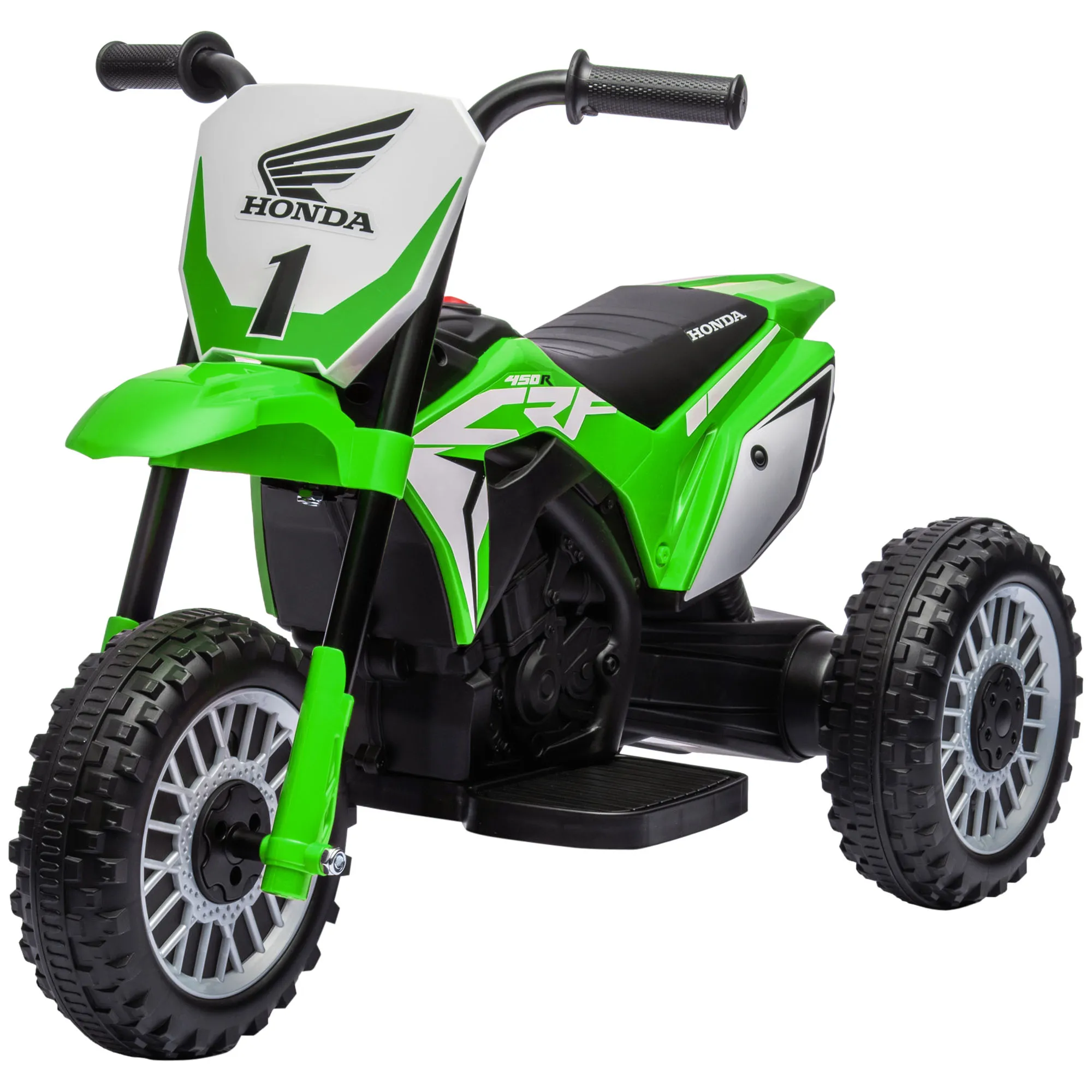  Moto Elettrica per Bambini Licenza Honda CRF450RL a 3 Ruote per Età 18-36 Mesi Verde Sicura e Divertente  Aosom