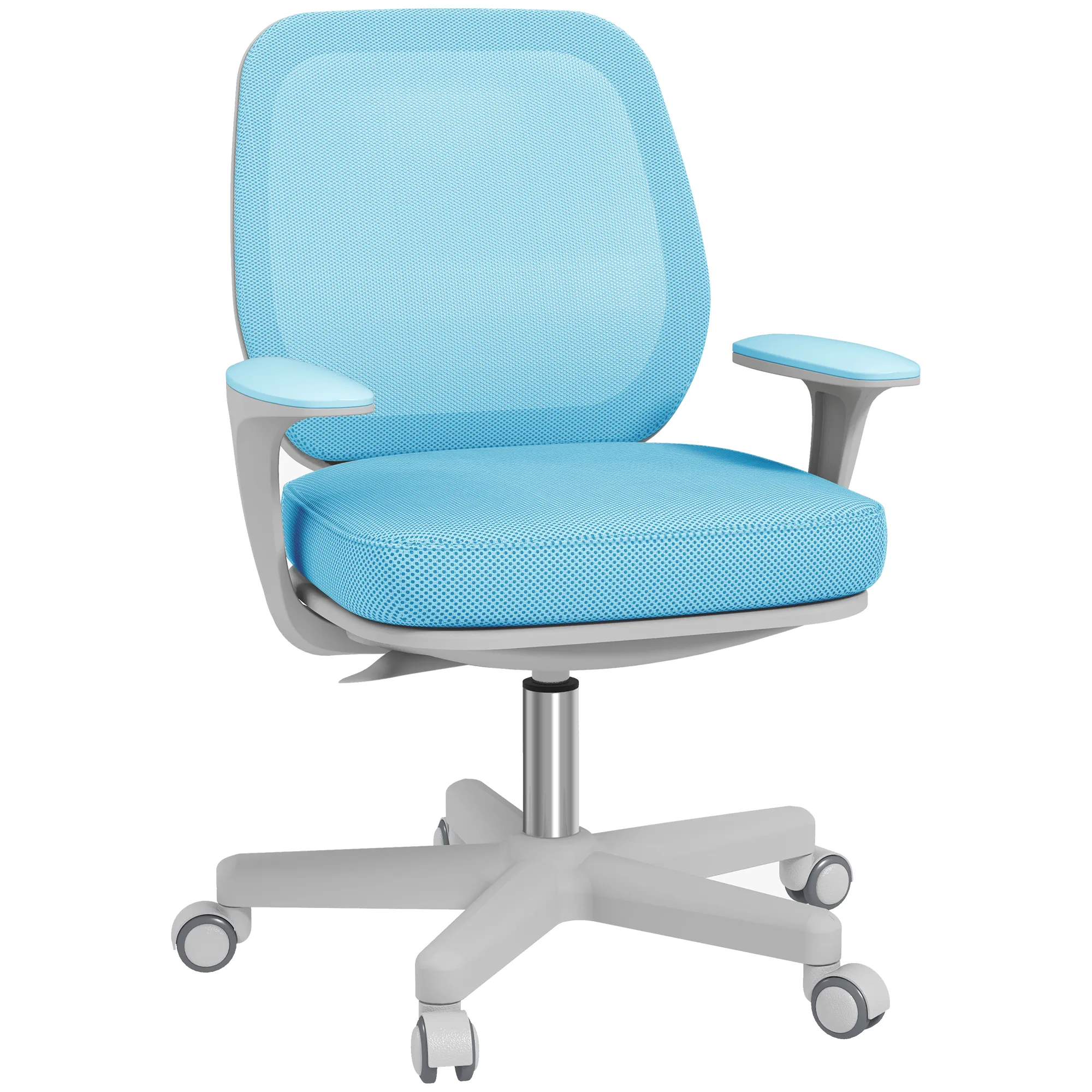  Sedia Ufficio Ergonomica Reclinabile Alta Regolazione Altezza con 5 Ruote per Comfort Ottimale in Azzurro per Ufficio e Casa Aosom