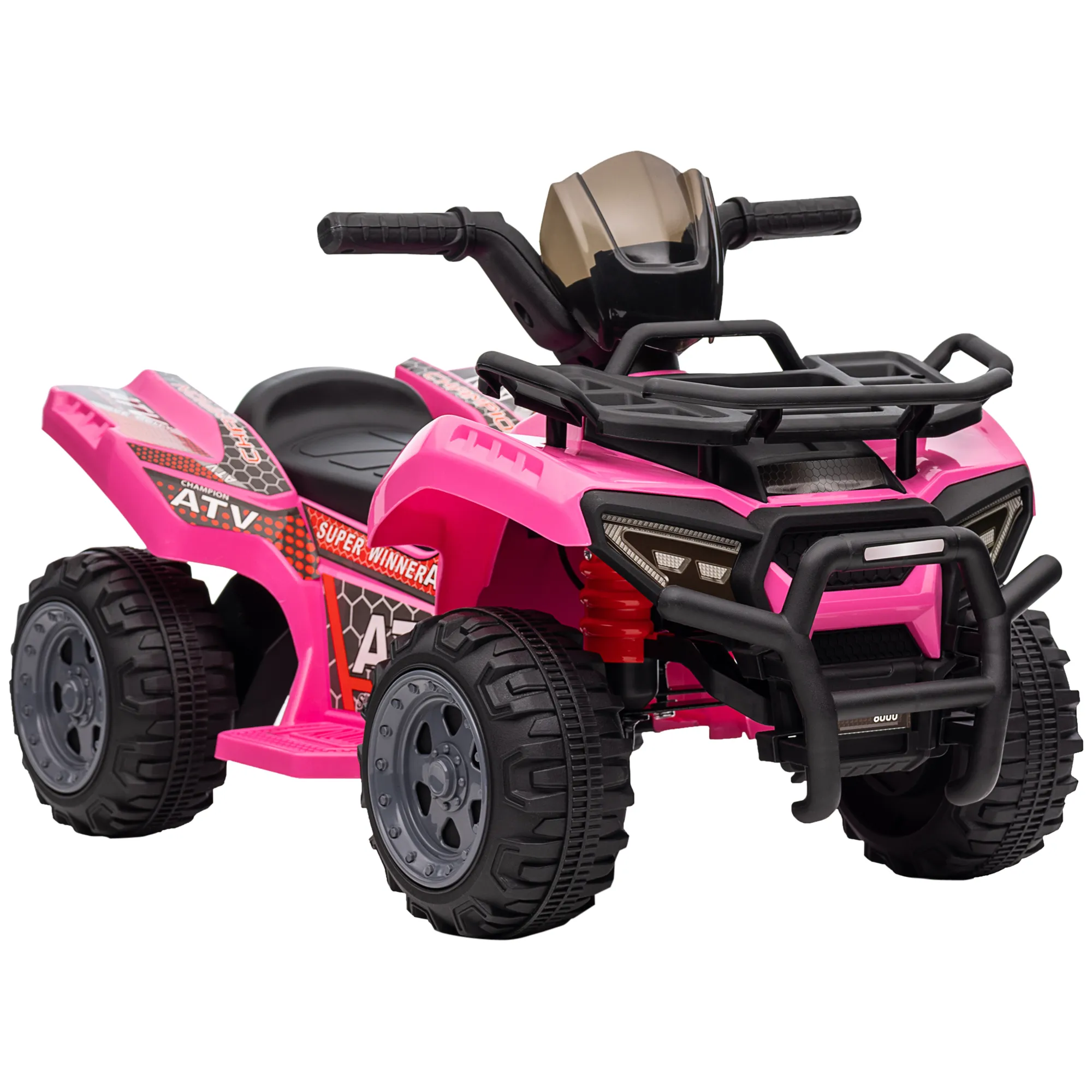  Quad Elettrico per Bambini 18-36 Mesi con Batteria Ricaricabile 6V, in Metallo e PP, 70x42x45 cm, Rosa Aosom