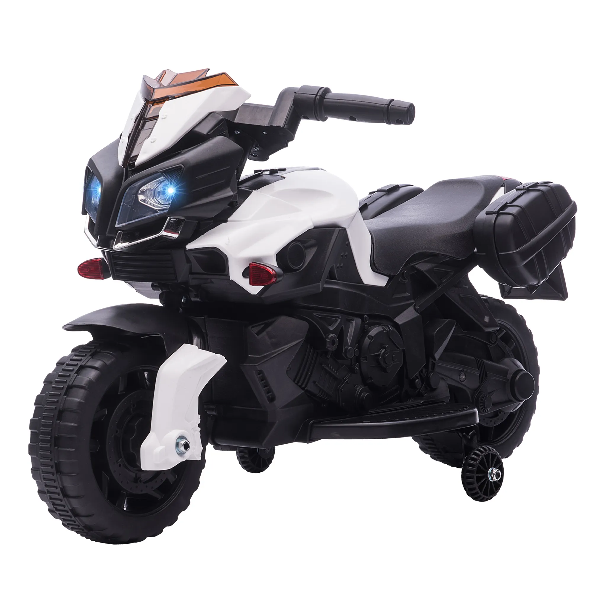  Moto Elettrica per Bambini 18-48 Mesi con Fari e Clacson, in PP e Metallo, 88.5x42.5x49 cm, Bianco Aosom