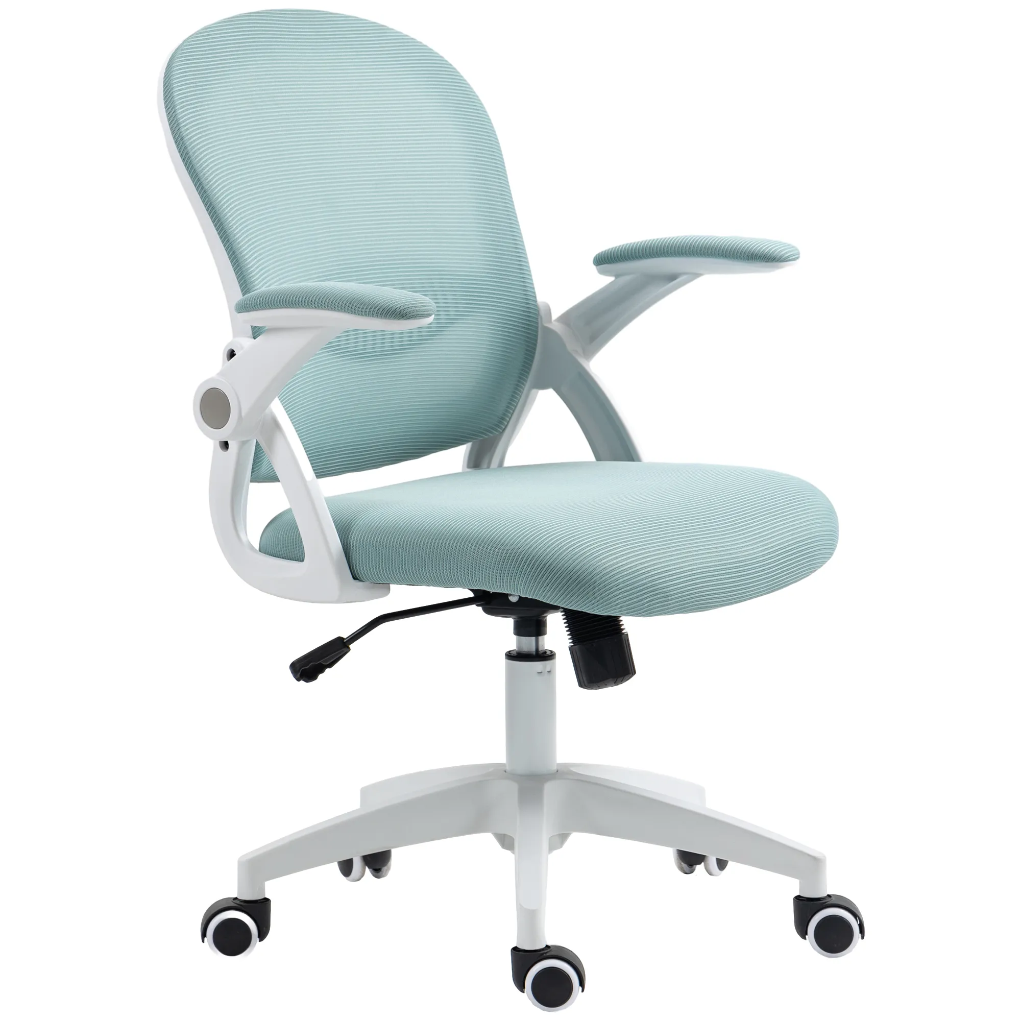  Sedia da Ufficio Ergonomica con Schienale a Rete e Altezza Regolabile, 65.5x61.5x88-97.5cm, Azzurro Aosom