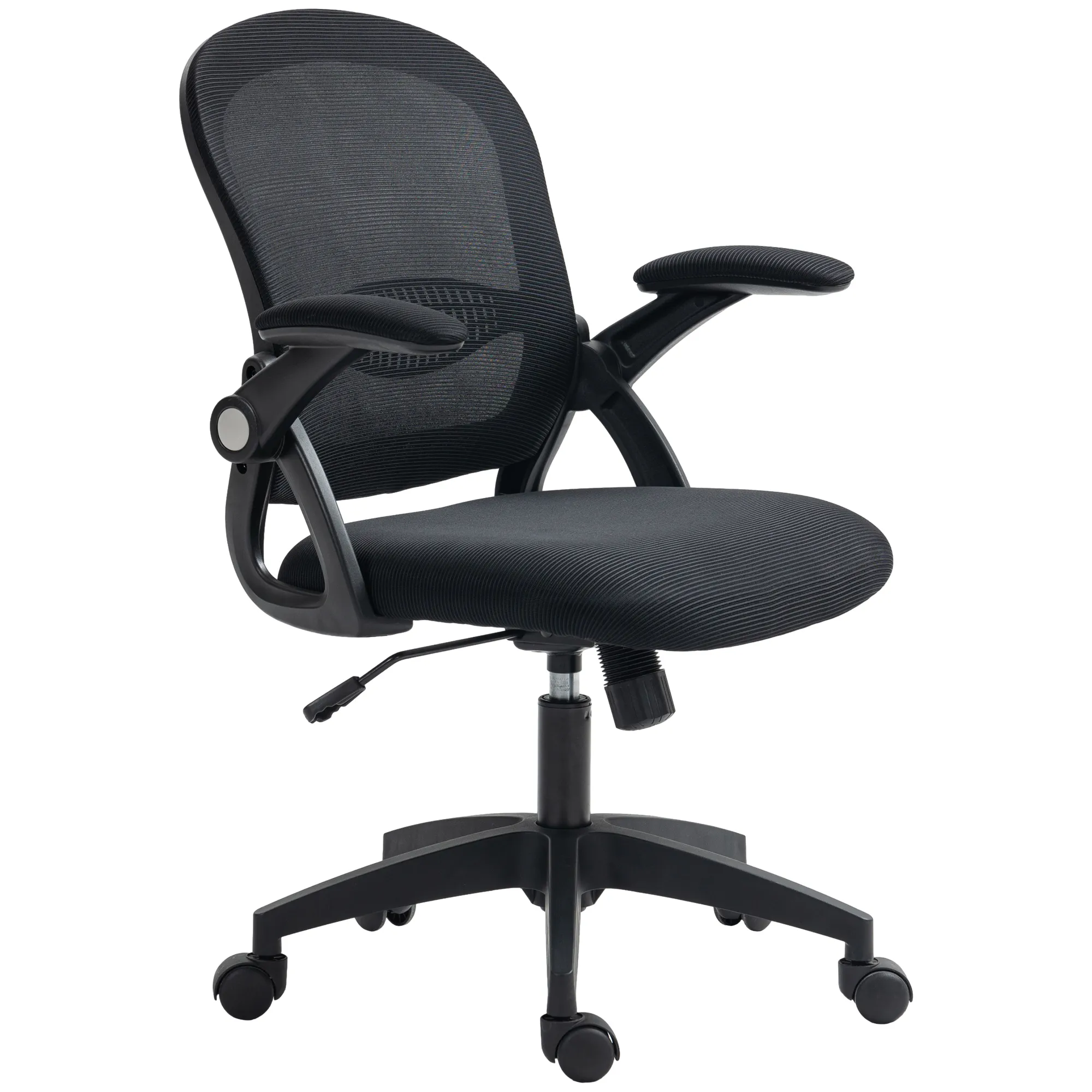  Sedia da Ufficio Ergonomica con Schienale a Rete e Altezza Regolabile, 65.5x61.5x88-97.5cm, Nero Aosom