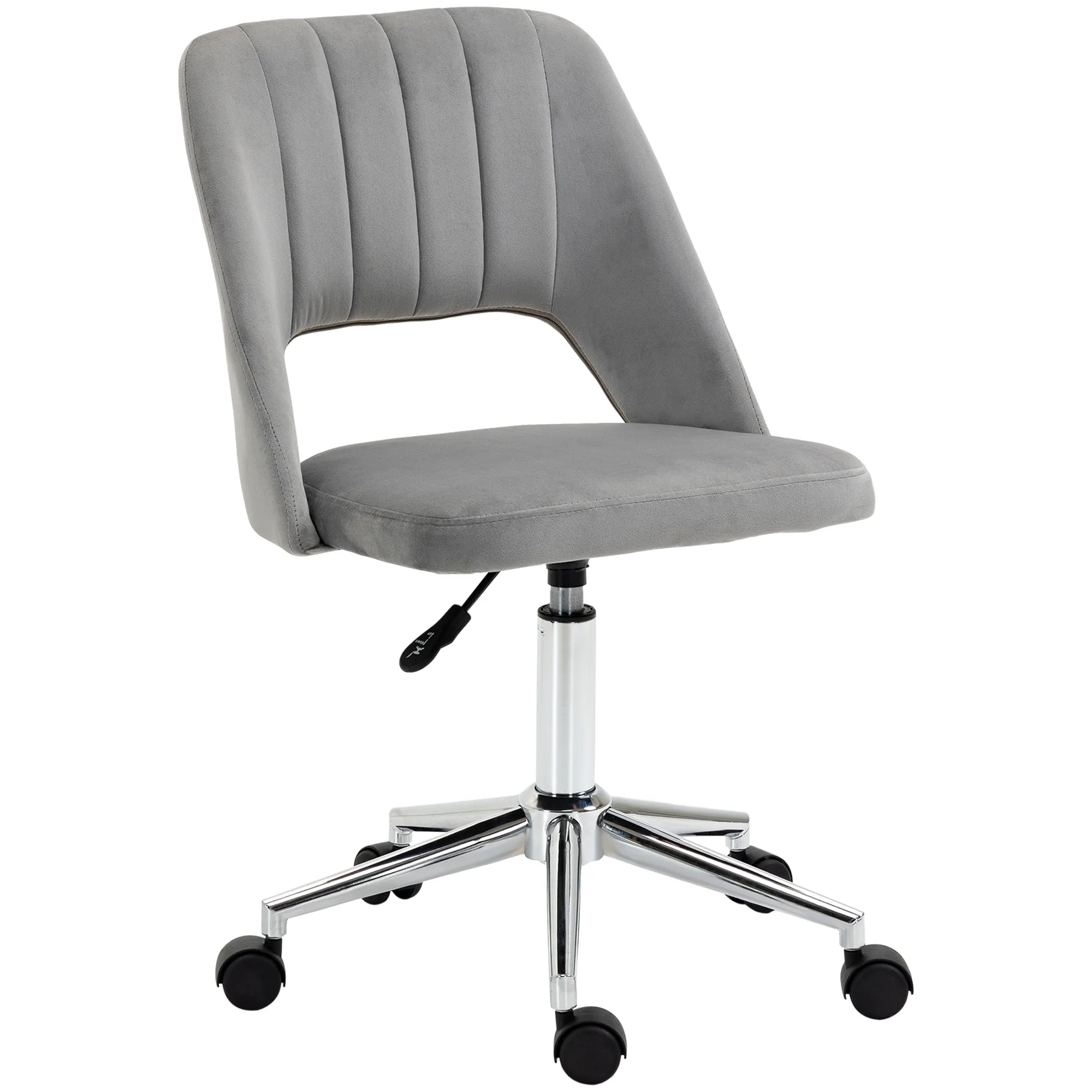  Sedia da Ufficio Ergonomica e Girevole, Sedia Imbottita per Scrivania con Altezza Regolabile, Grigio 49x54x79-91cm Aosom