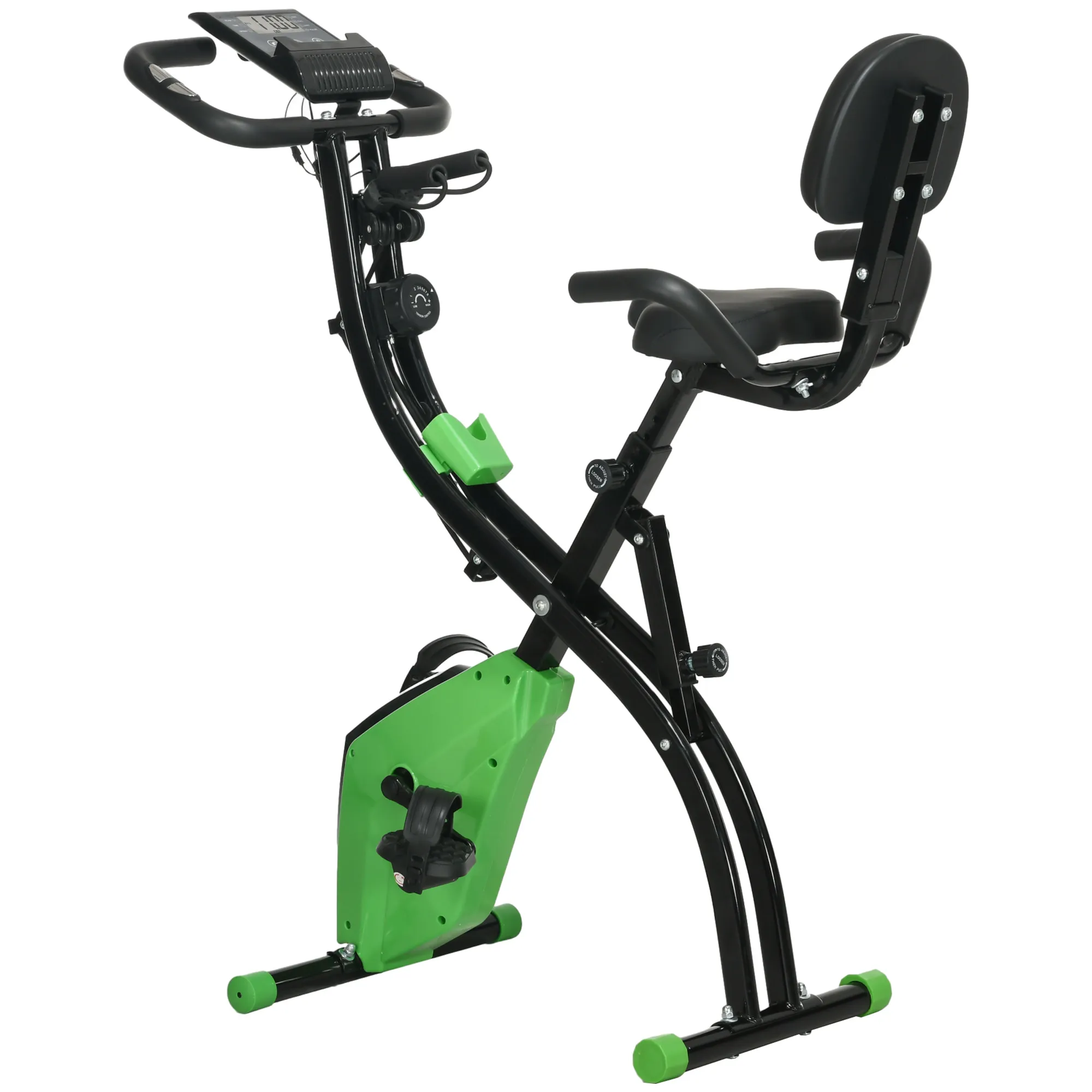  Cyclette Pieghevole 2 in 1, Resistenza Magnetica Regolabile 8 Livelli, Bici da Fitness con Sensore di Frequenza Cardiaca, Verde