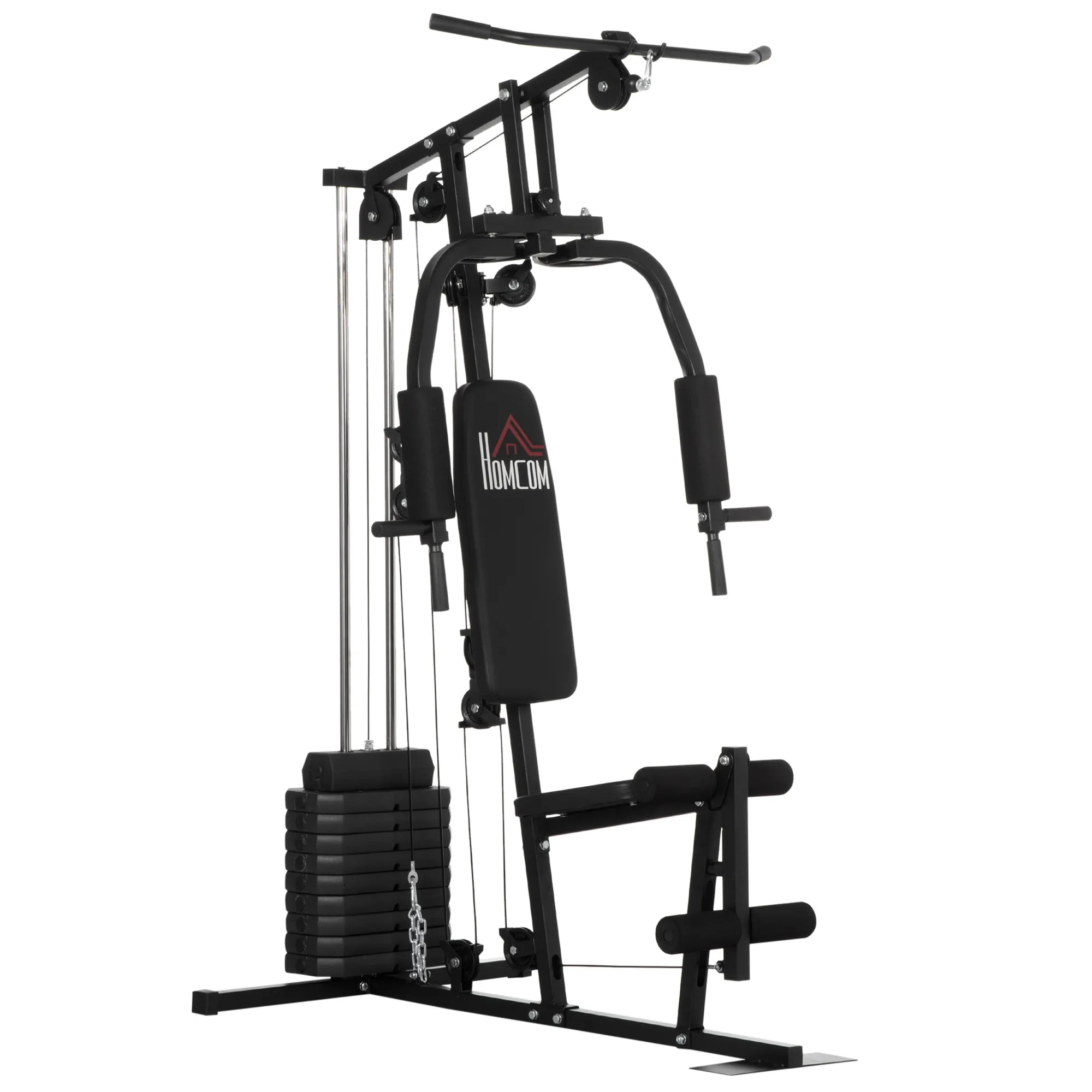  Stazione Fitness con Pesi da 45kg per Allenamento a Casa, 135x103x210cm, Nero Aosom