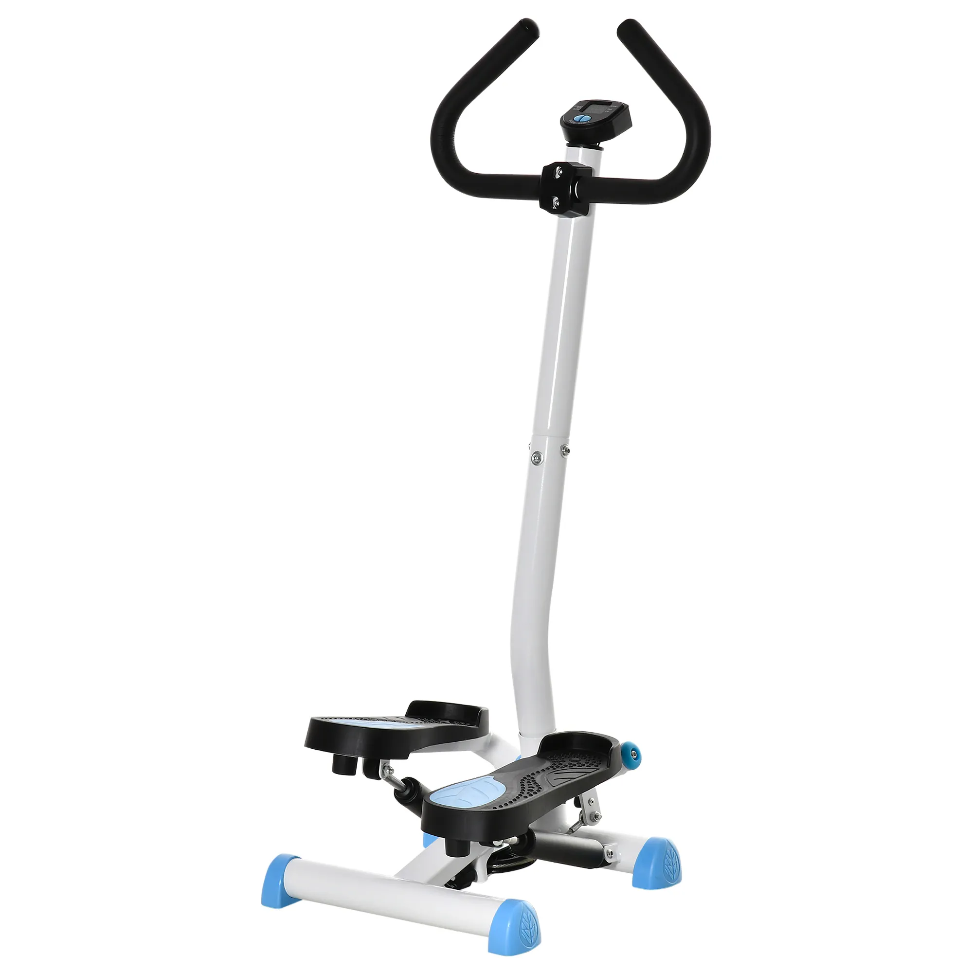  Stepper Professionale con Manubrio e Monitor LCD per Allenamento Completo con Pedali Antiscivolo e Design Compatto Bianco e Blu  Aosom