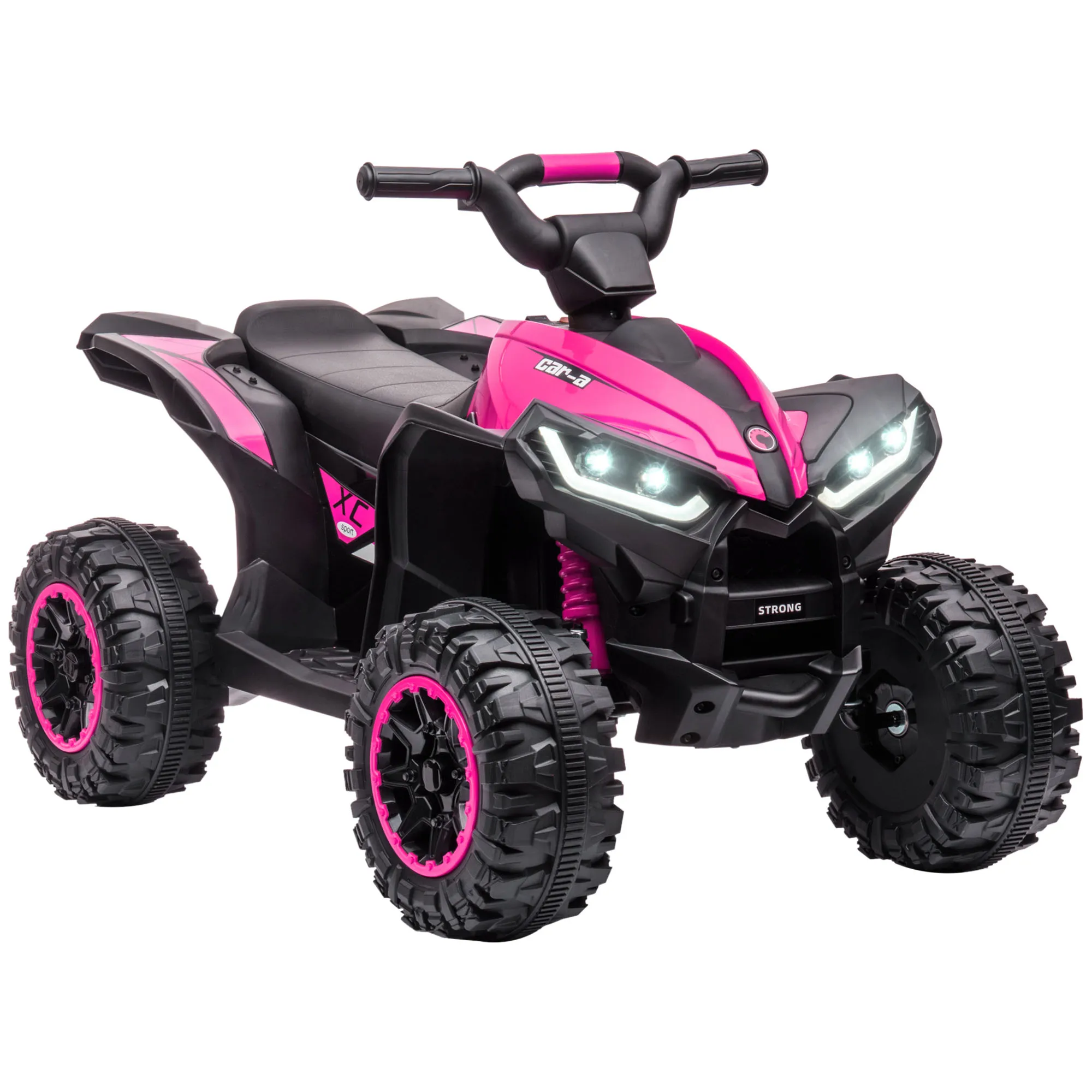  Quad Elettrico per Bambini 12V, 2 Velocità, Ruote Larghe con Sospensioni e Fari LED, Età 3-5 Anni, Rosa