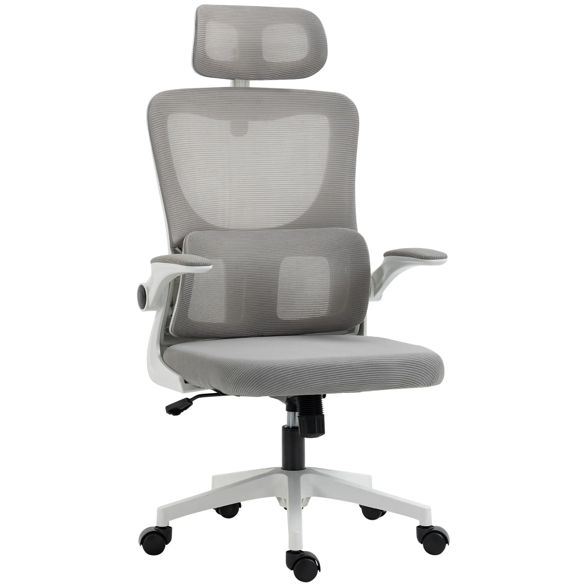  Sedia da Ufficio Ergonomica ad Altezza Regolabile con Poggiapiedi e Poggiatesta, 60x59x114-122 cm, Grigio Aosom