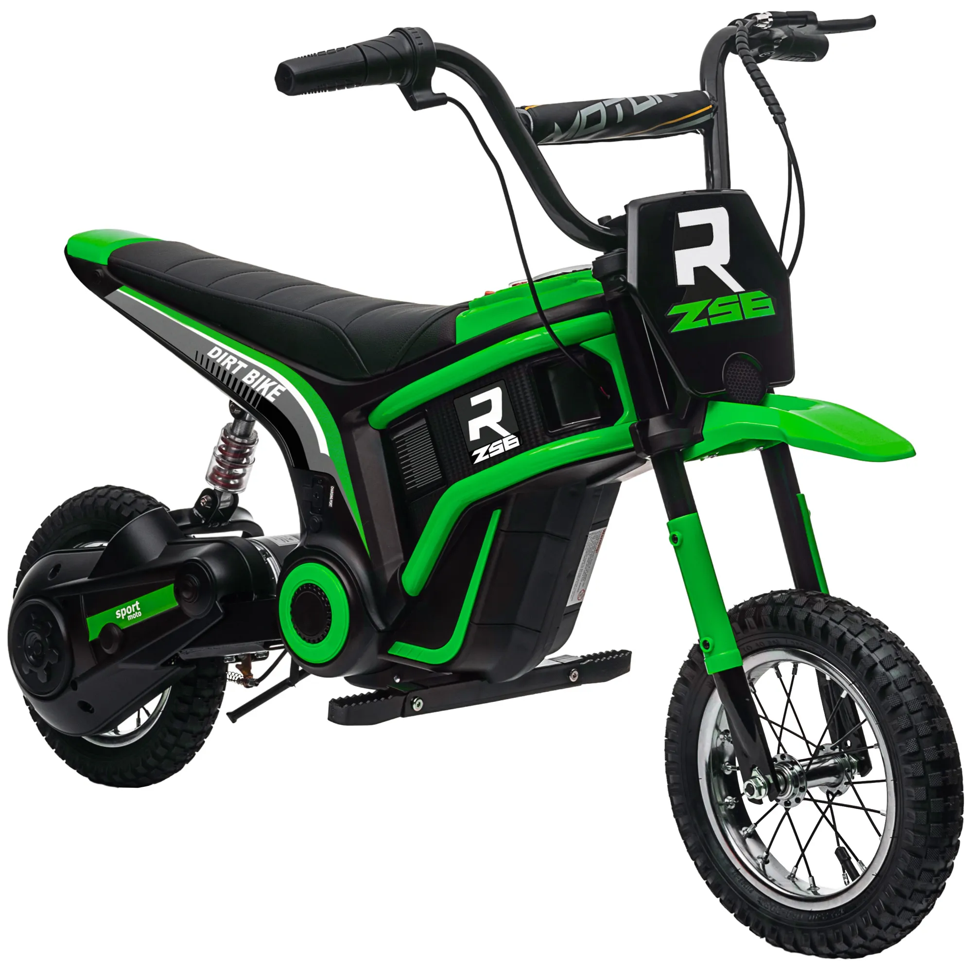  Moto Elettrica per Bambini con Acceleratore Manuale, 2 Velocità 8-16km/h, Età 8-12 Anni, Verde