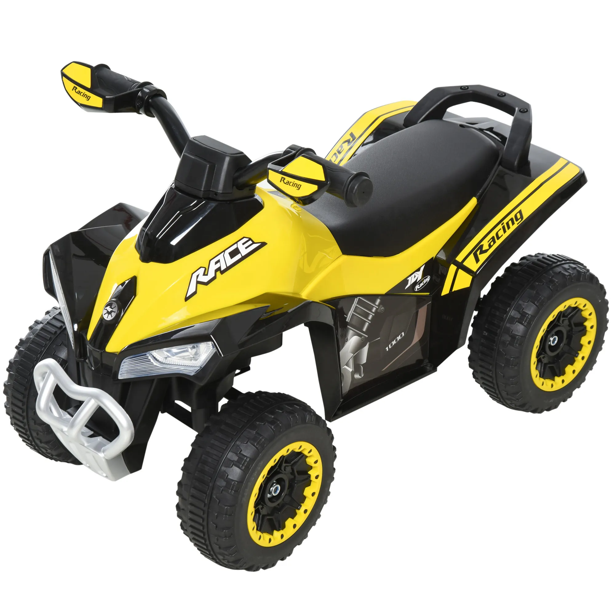  Quad per Bambini 18-36 Mesi a Spinta Manuale con Suoi Integrati, in PP e Metallo, 44x67.5x38 cm, Giallo