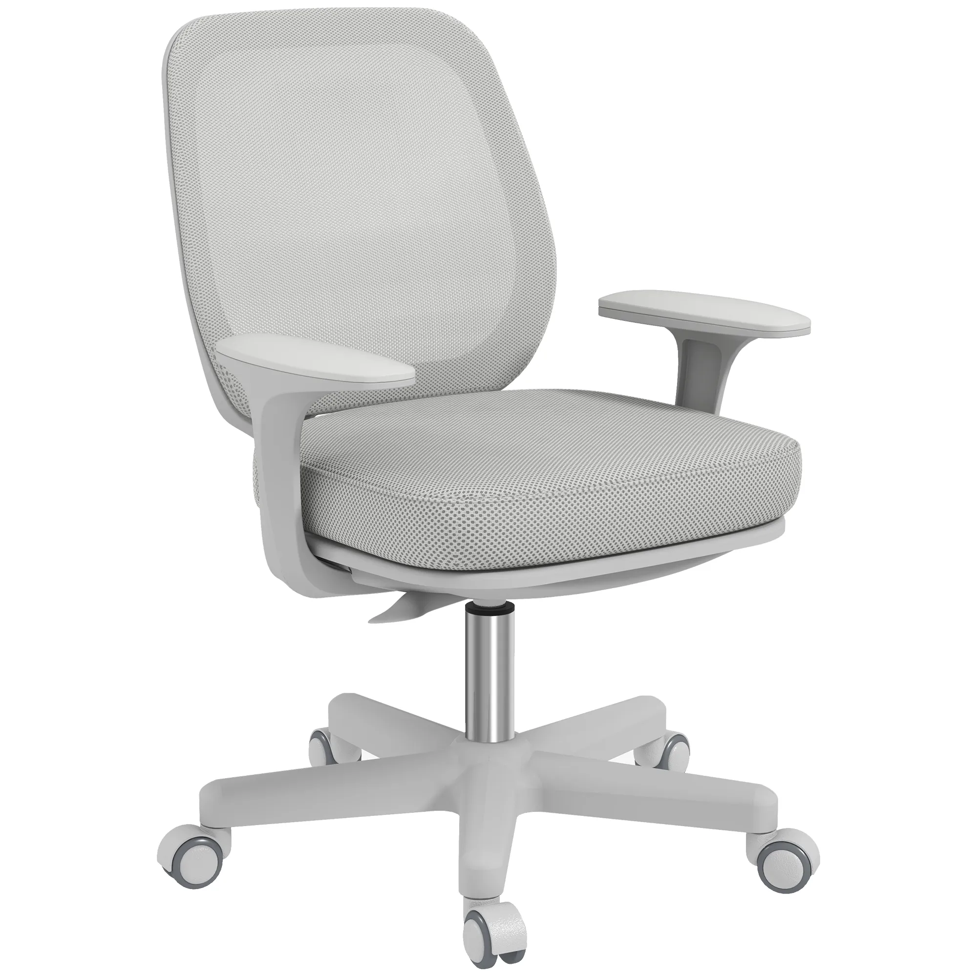  Sedia da Ufficio Ergonomica e Reclinabile ad Altezza Regolabile con 5 Rotelle, 55x48x82.5-94.5 cm, Grigia