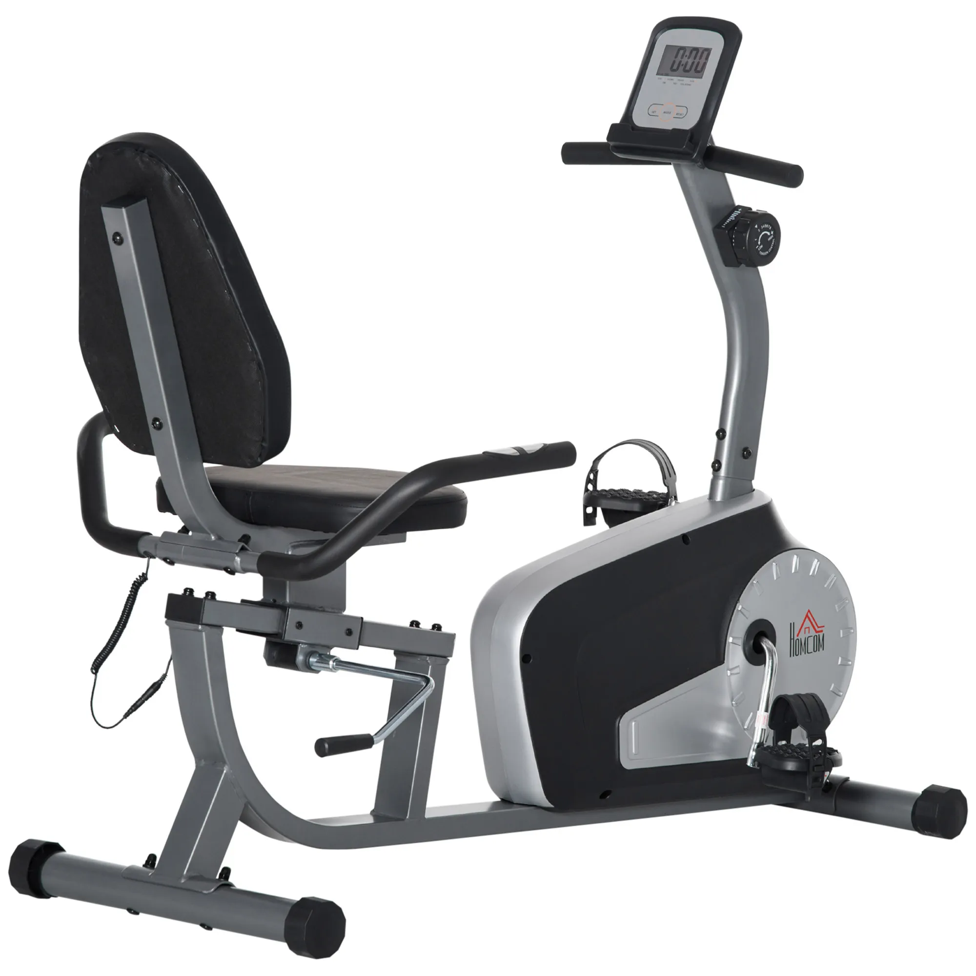  Cyclette Orizzontale Recumbent con 8 Livelli di Resistenza, Schermo LCD e Seduta Regolabile, 122-137x62x103 cm