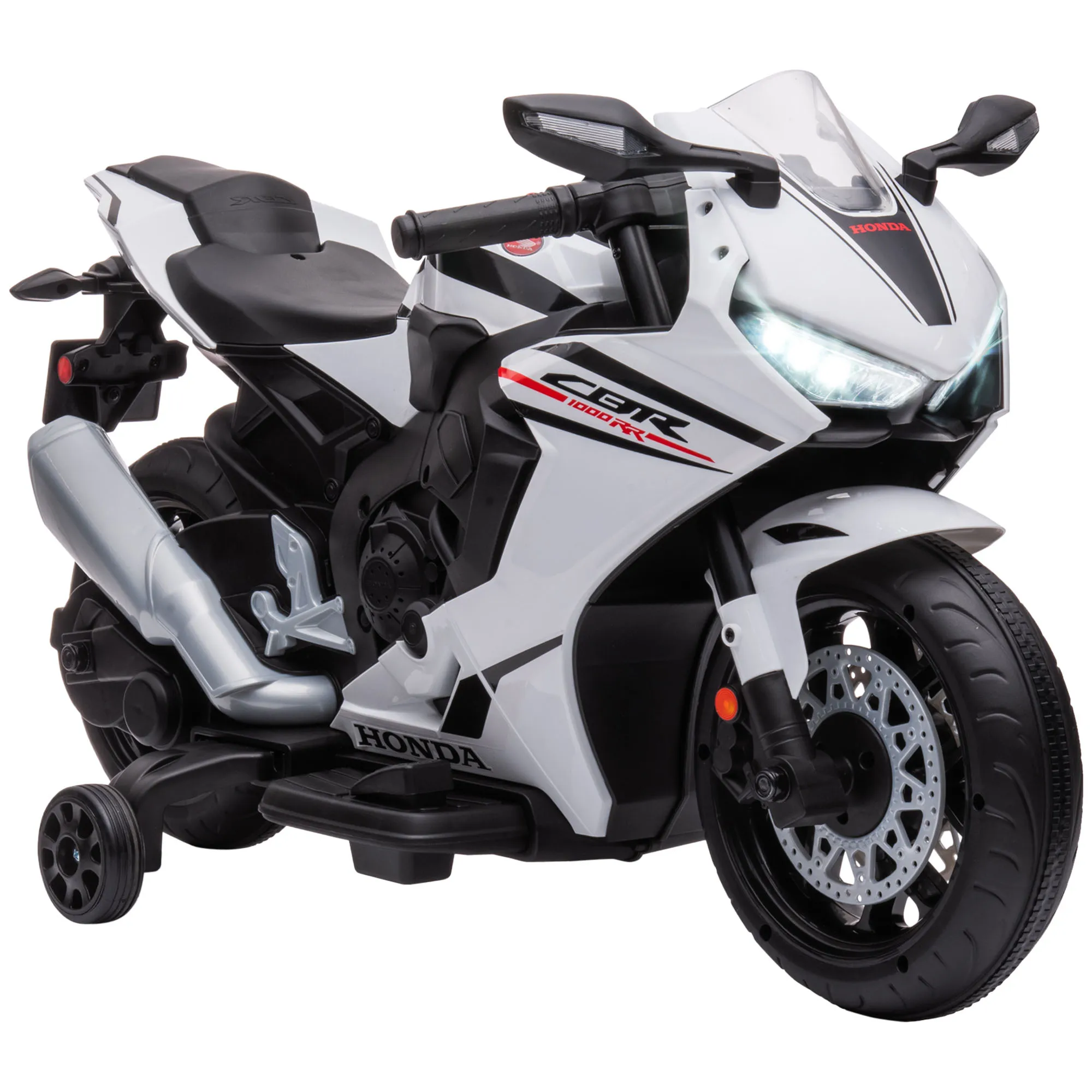  Moto Elettrica per Bambini con Licenza HONDA, Batteria 6V Ricaricabile, Velocità 3km/h, Bianco