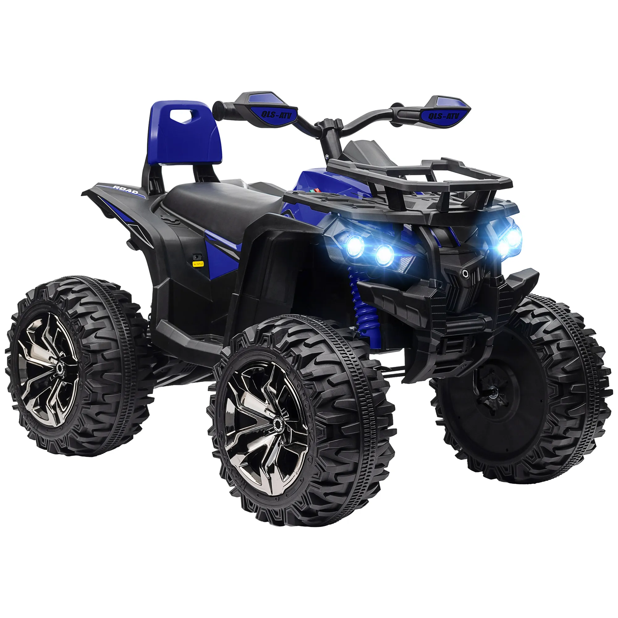  Quad Elettrico per Bambini 3-5 Anni a 12V con Fari e Pedale, in PP e Metallo 100x65x73 cm, Blu