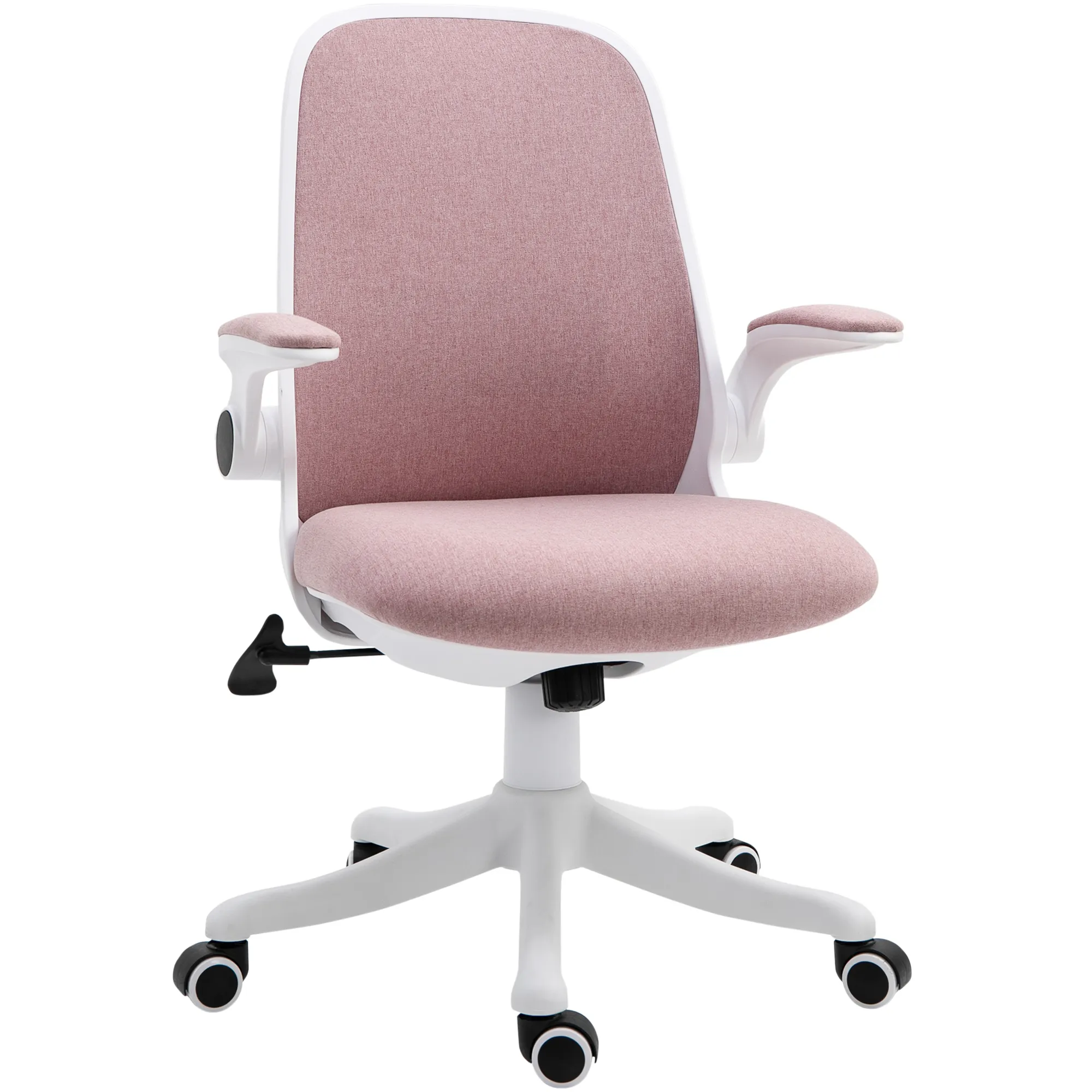  Sedia da Ufficio Ergonomica ad Altezza Regolabile, in Tessuto Effetto Velluto, 62.5x60x94-104 cm, Bianco e Rosa