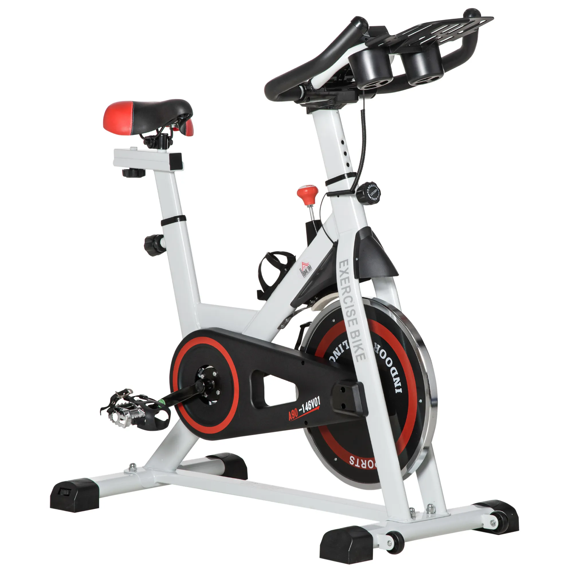  Cyclette Professionale, Cyclette da Camera Regolabile con Schermo LCD e Portabicchieri, Volano 8kg, Bianco Aosom