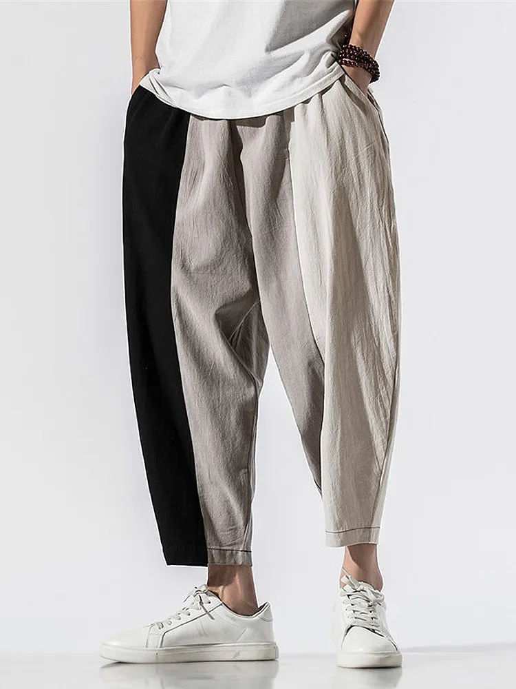 Mens cotone patchwork stampa designer sciolto vita elastica leggera Pantaloni