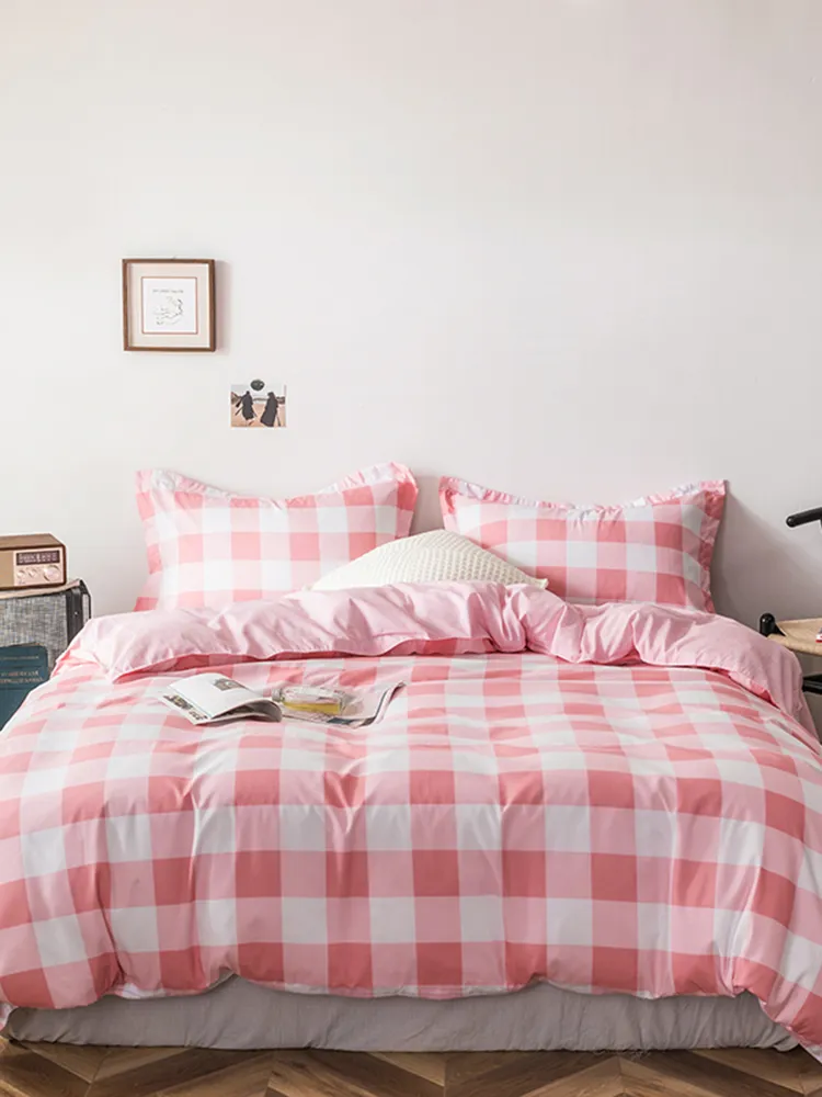 3/4 pezzi plaid double-face biancheria da letto in cotone aloe pelle-friendly Soft copripiumino copripiumino federa