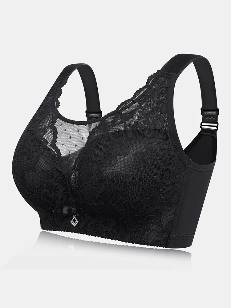 Spalline larghe in pizzo senza fili a copertura totale Reggiseni leggermente foderati Wide