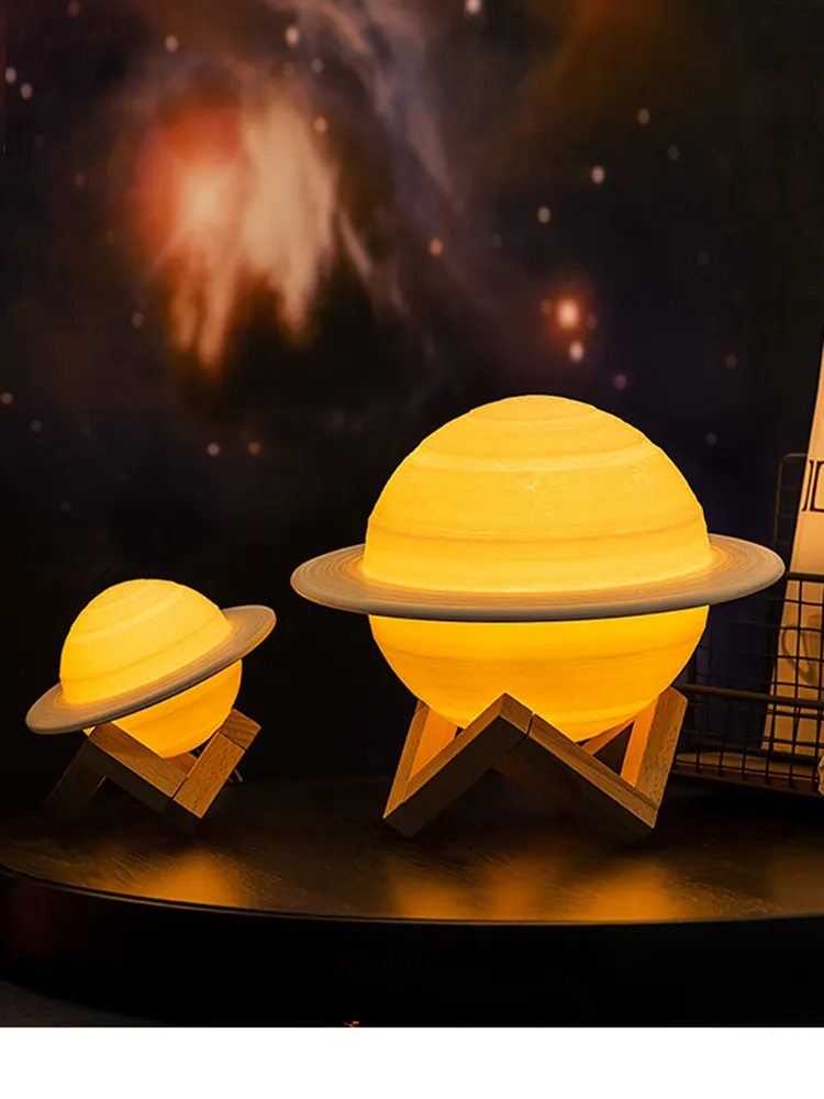 Stampa 3D Saturn lampada Smart Home Night Light LED Creativo lampada Arredamento camera da letto Saturno lampada