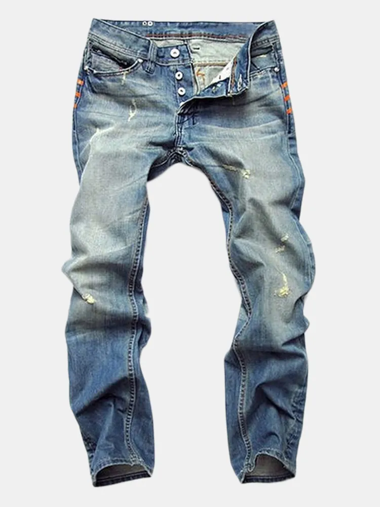 Jeans straight in denim lavato