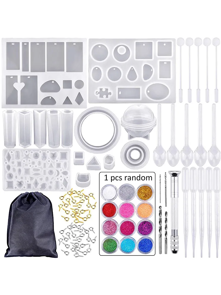 83 Pz / set Silicone Stampo per resina Silicone Resina uv Stampi per colata di resina epossidica argilla fai-da-te e Strumenti Set con contenitore Borsa Per gioielli