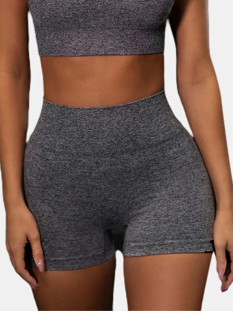 Pantaloncini sportivi senza cuciture elasticizzati da donna Yoga Gym