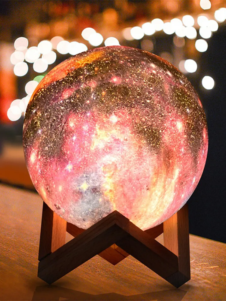 Nuova stampa 3D Moon lampada Spazio LED Luce notturna remoto Controllo carica USB Regalo di San Valentino