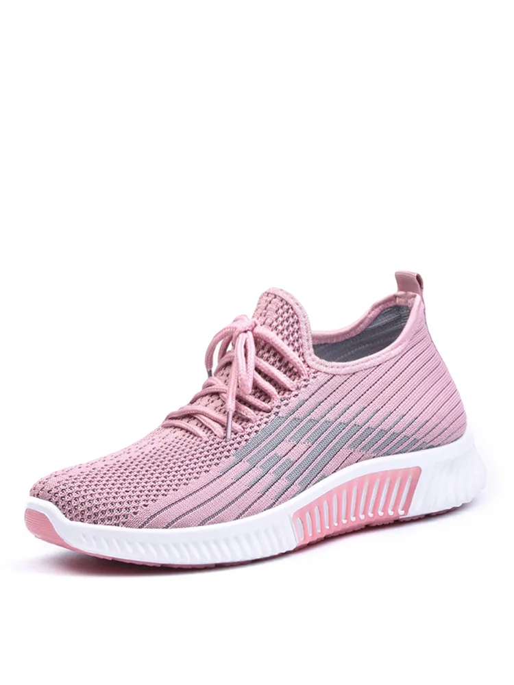 Scarpe da ginnastica piatte resistenti allo scivolamento Soft traspiranti in mesh casual da donna