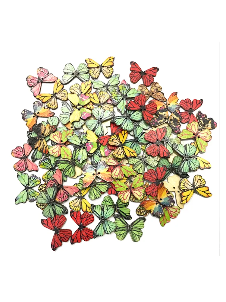 50 pezzi fumetto colore primario retro farfalla pulsante decorativo farfalla fai da te fatto a mano Pulsanti