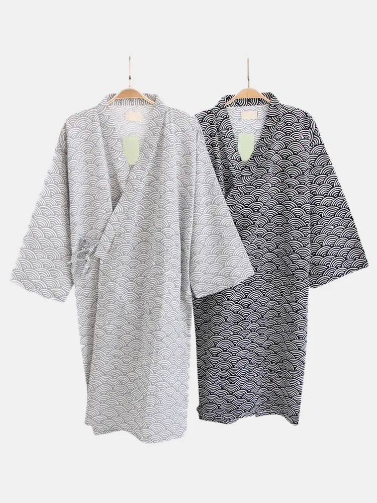 Kimono giapponese da uomo in cotone 100% traspirante Soft Vestaglie