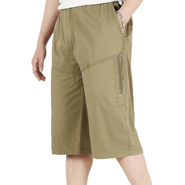 Mens Summer Plus Size Pantaloncini Casual Cotone Allentato in Solido Colore Multicolore