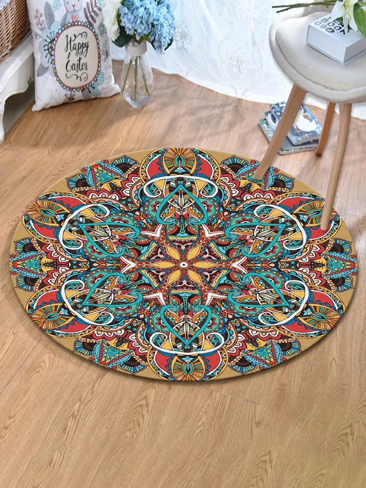 Vintage turco bohémien mandala rotondo sottile tappeto piatto tappeto casa camera da letto tappeti lavabili art decor