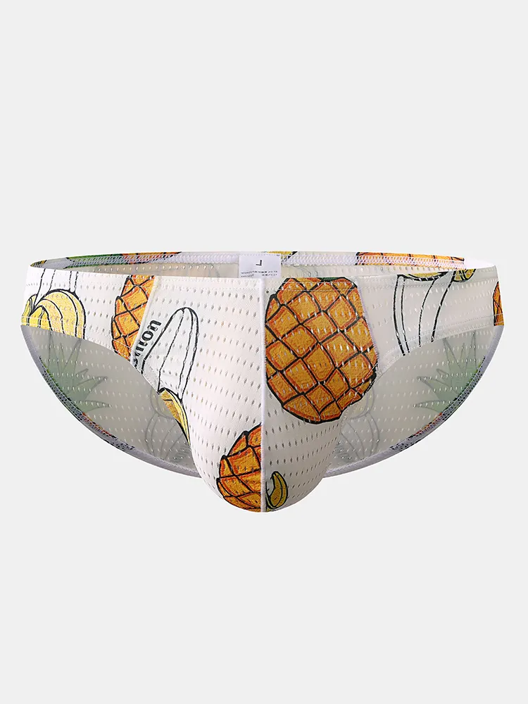 Intimo sexy da uomo in mesh traspirante con stampa di frutta divertente