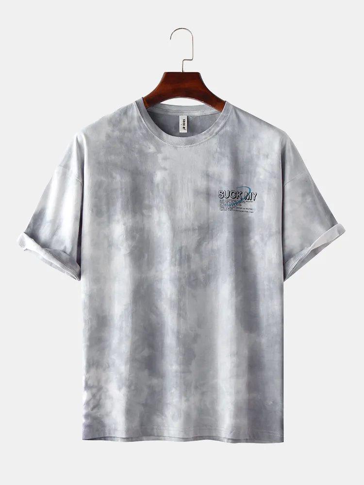 T-shirt con scollo a O da uomo, colore gradiente, colore gradiente