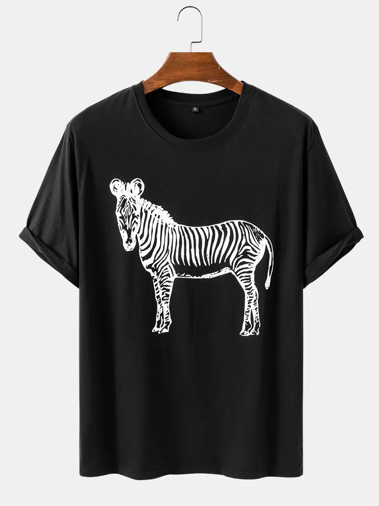 T-shirt basic da uomo manica corta stampa Zebra Modello
