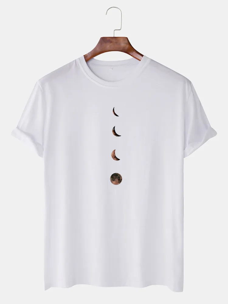 T-shirt da uomo a maniche corte in cotone tondo Collo con stampa pianeta