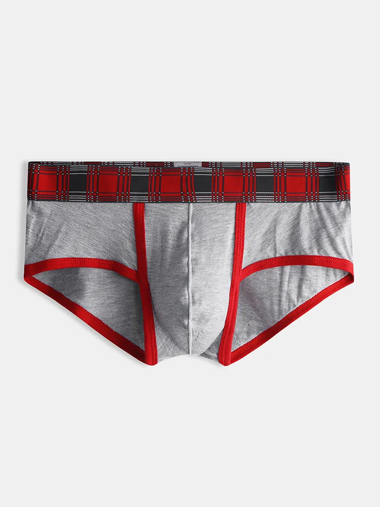 Intimo da uomo a vita bassa in plaid a vita bassa modale Soft Intimo sexy senza tasche con vita bassa