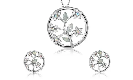 Set di collana e orecchini Btime con cristalli Swarovski® dal design "Albero della vita"