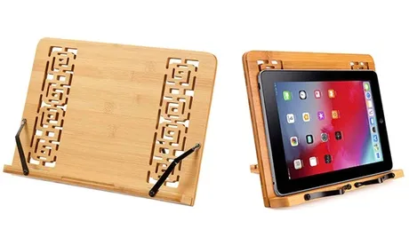 Supporto per tablet in legno di bambù Bakaji, da 34 x 24 x 21 cm