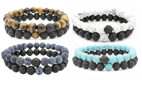 1 o 2 set da 2 bracciali in pietra naturale disponibili in 4 colori