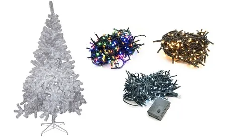 Albero di Natale bianco, disponibili in vari modelli da 150 cm a 270 cm e con luci LED opzionali