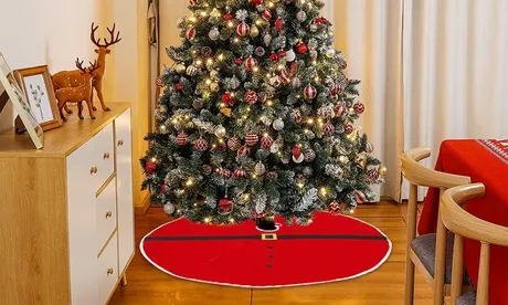 Tappeto per la base dell'albero di Natale con chiusura a fiocco