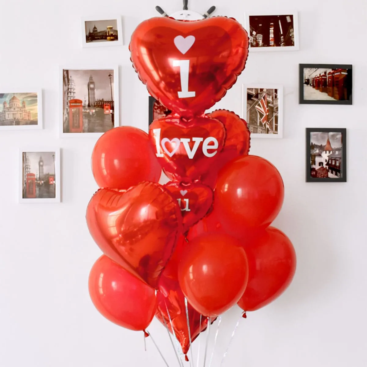 Set di palloncini a forma di cuore con stampa lettere 14 pezzi