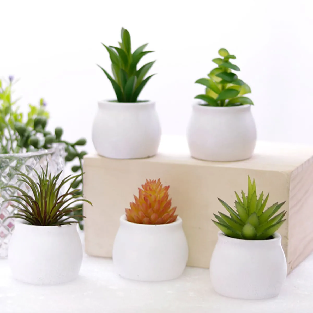 1 pezzo piante in vaso artificiali casuali