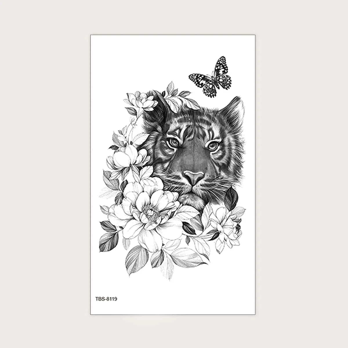Adesivo di tatuaggio con motivo fiore & tiger 1 foglio