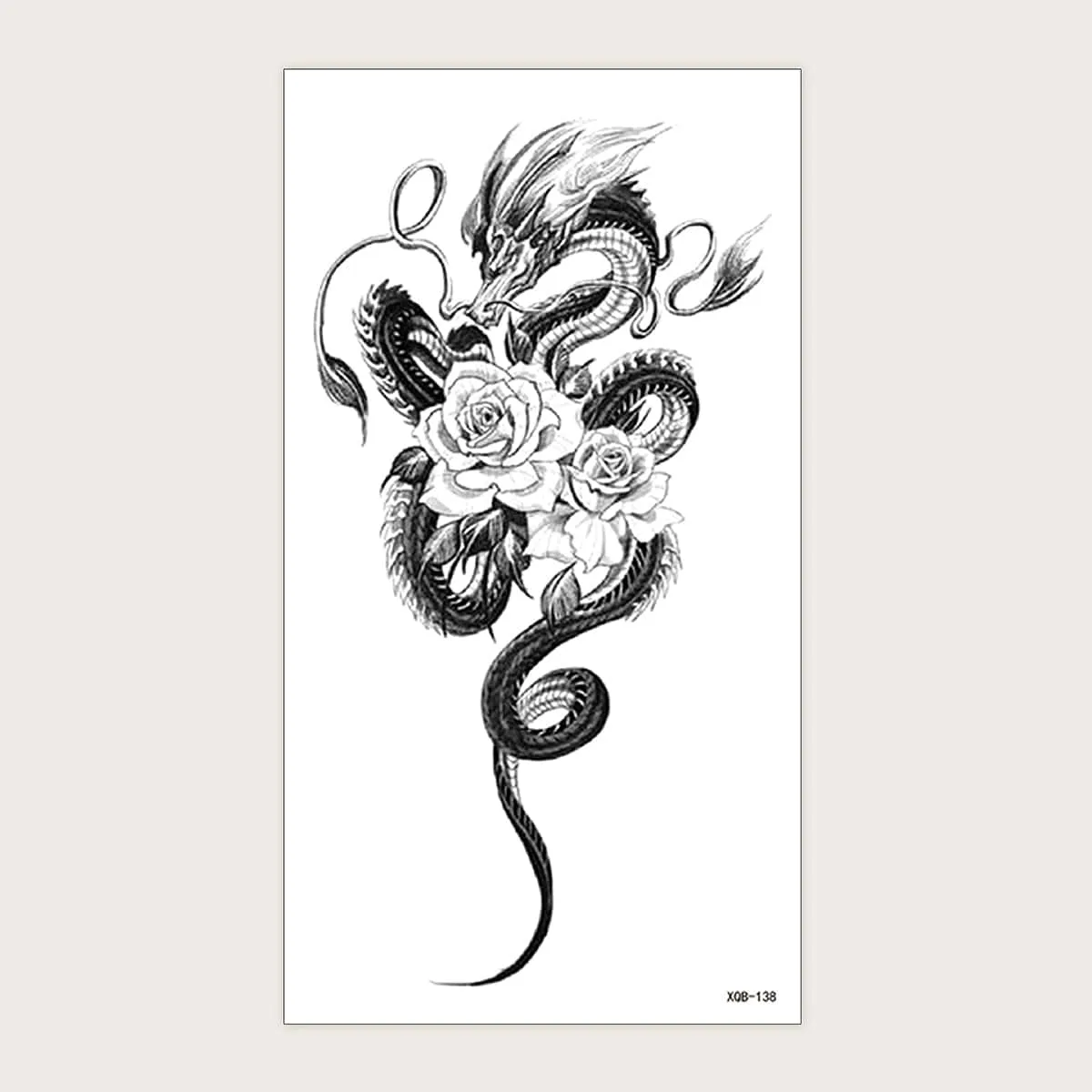 Adesivo di tatuaggio con motivo drago & fiore 1 foglio