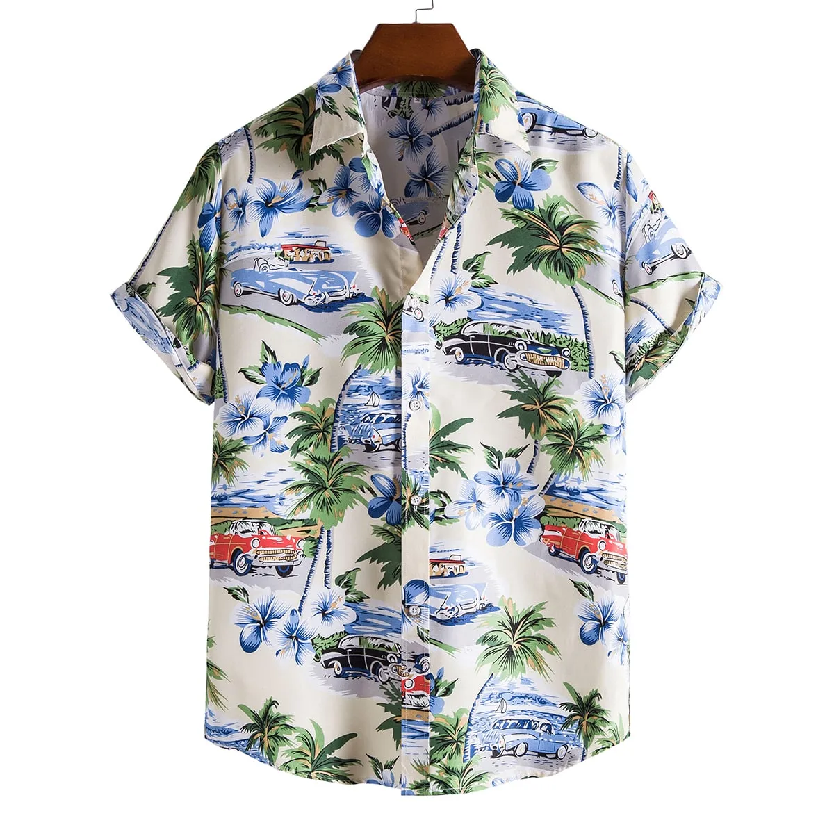 Camicia con stampa macchina & albero tropicale
